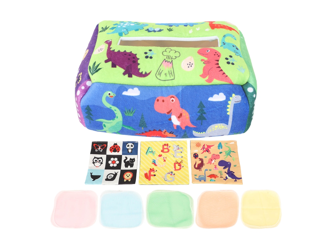 Ats-juguete Caja De Pañuelos Para Bebés Dinosaurio Sensorial Suave Algodón Ejercicio De Dedos Educativo