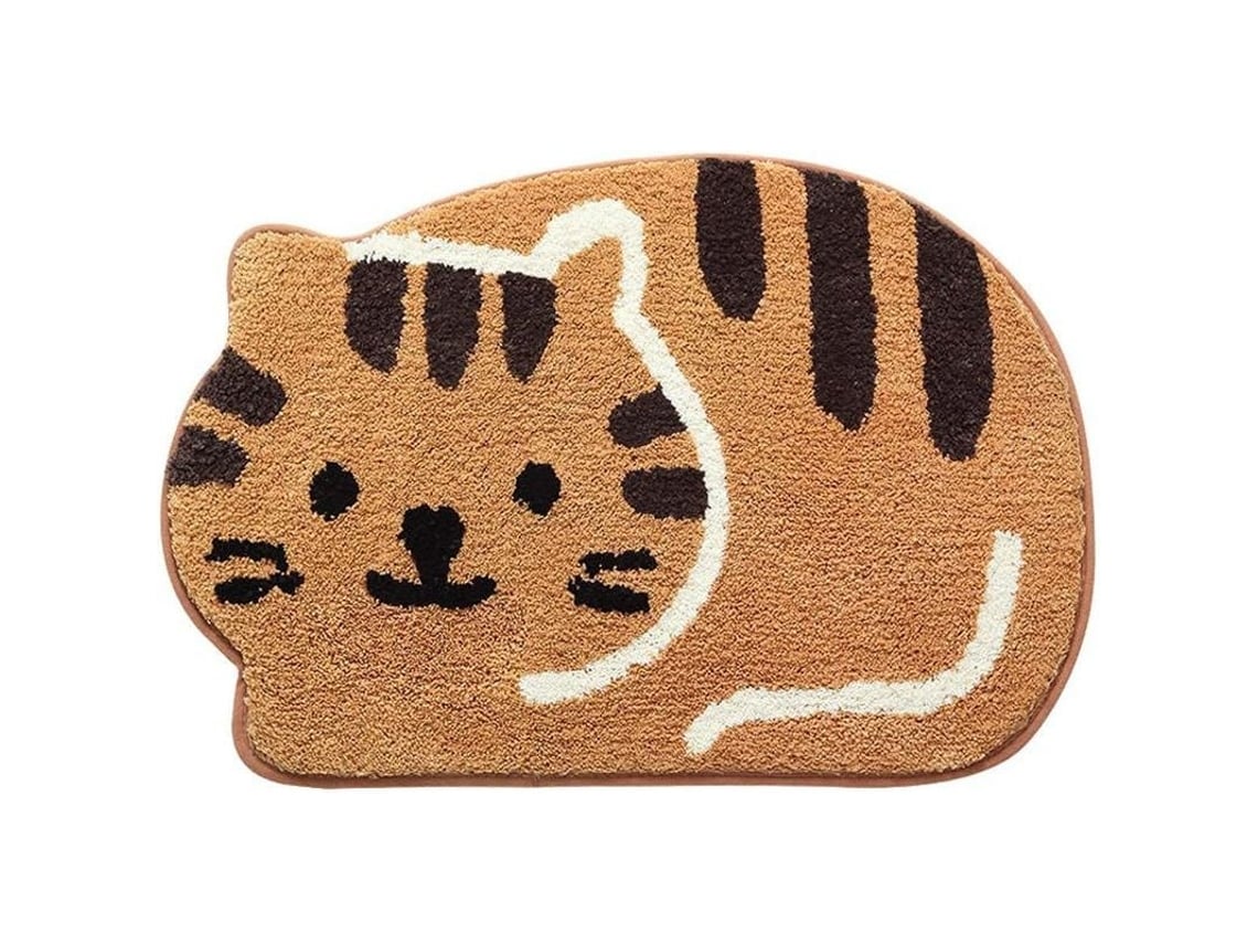 2026-alfombra De Baño Gatito Linjou Suave Absorbente Antideslizante 45x65cm Para Baño Dormitorio Cocina (kaki)