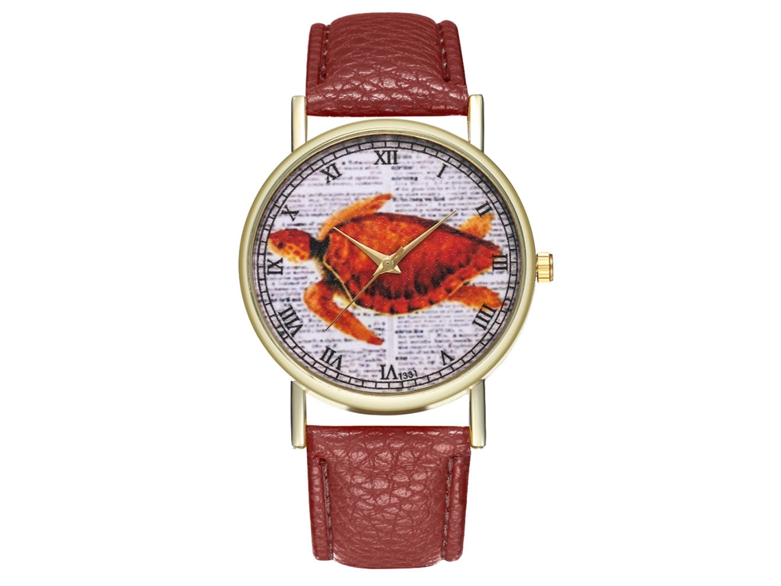 Reloj De Pulsera Estudiantil De Cuero Pu Con Números Romanos Redondo De Cuarzo Café