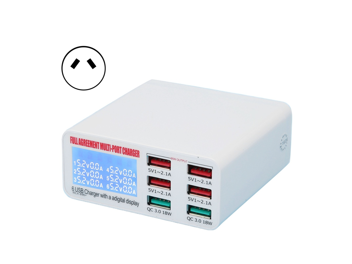 Cargador Usb De Múltiples Puertos Qc3.0 Compatible Con Múltiples Protocolos De Carga Rápida Independiente Con Pantalla