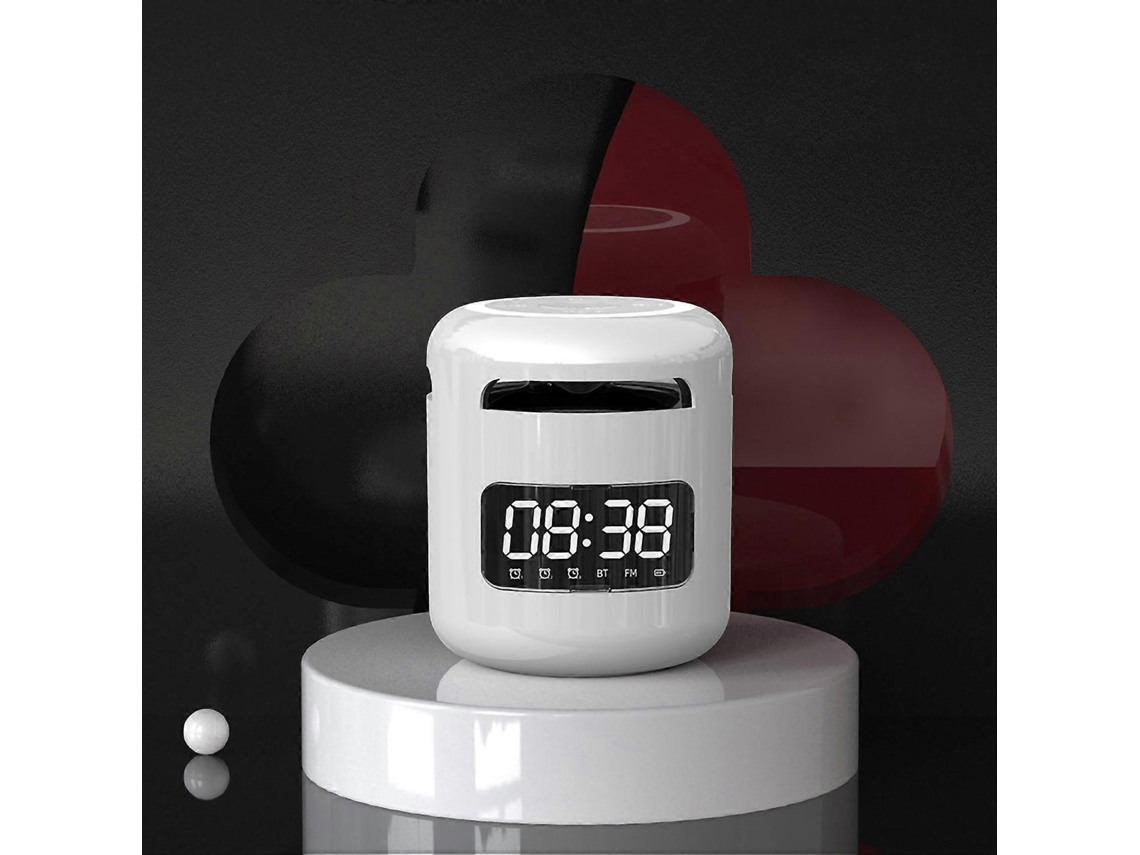 Altavoz Bluetooth Yunzii con reloj y subwoofer inalámbrico tipo C con 3 alarmas y sonido ambiental.