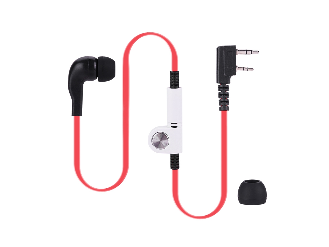 Auriculares Con Micrófono Ptt Para Radio Walkie-talkie, Conector K De 2 Pines, Color Rojo.