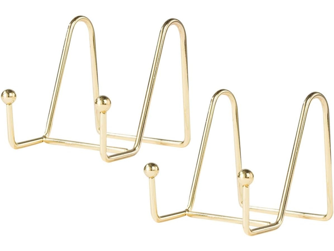Soporte metálico curvado para fotos, platos y caballetes - Creativo, delicado, decorativo, práctico, para libros y objetos del hogar - GOKOCO