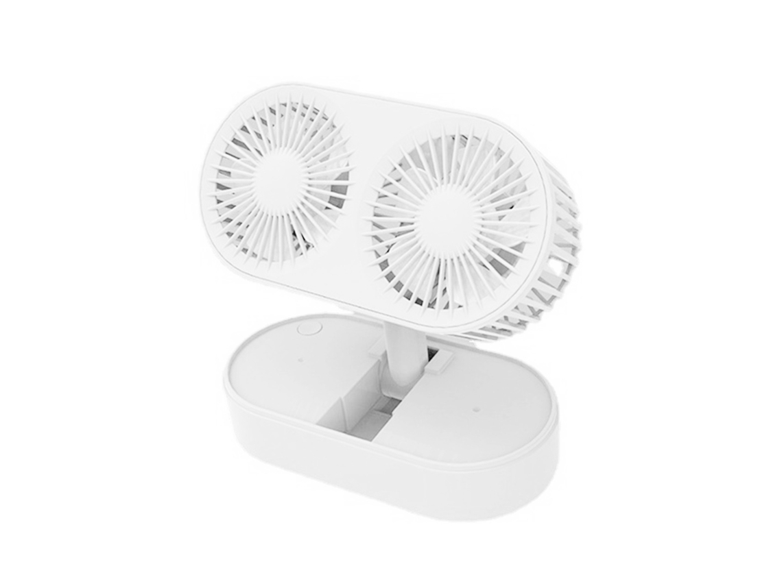 Mini ventilador USB plegable con 2 aspas, blanco
