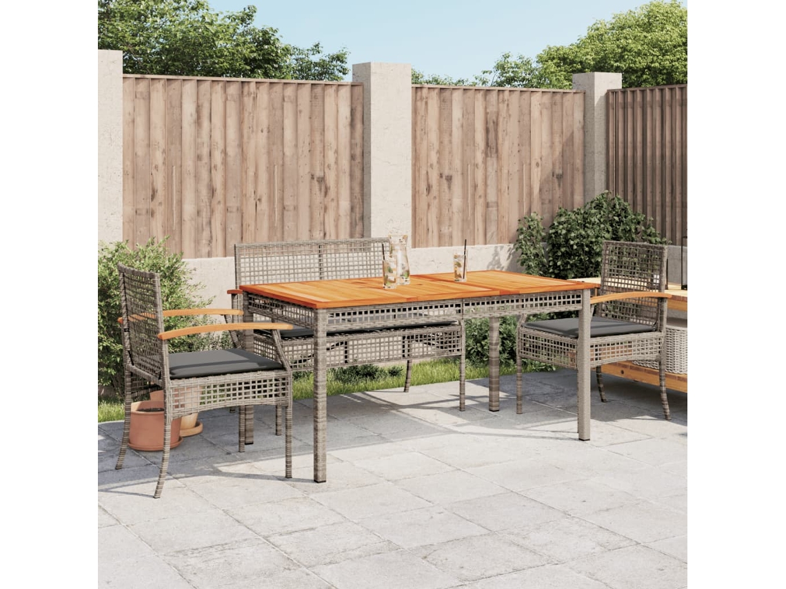 Juego de comedor de jardín de 5 piezas DKD Home Decor con cojines de mimbre gris