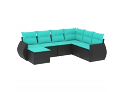 Maison Exclusive - Conjunto De Sofá De Jardín De 7 Piezas Con Cojines, De Poliratán Negro