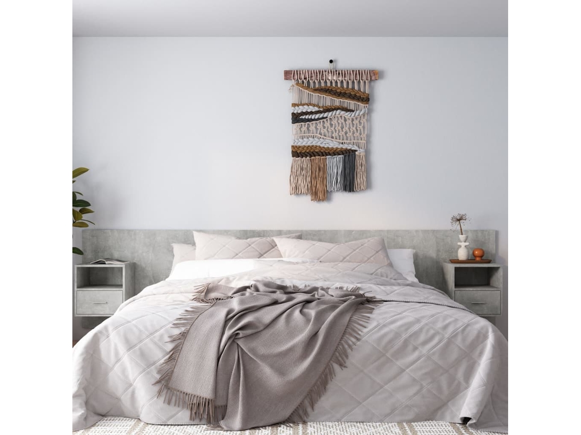 Cabecero De Cama | Panel De Cabecero Con Mesitas Madera Contrachapada Gris Hormigón