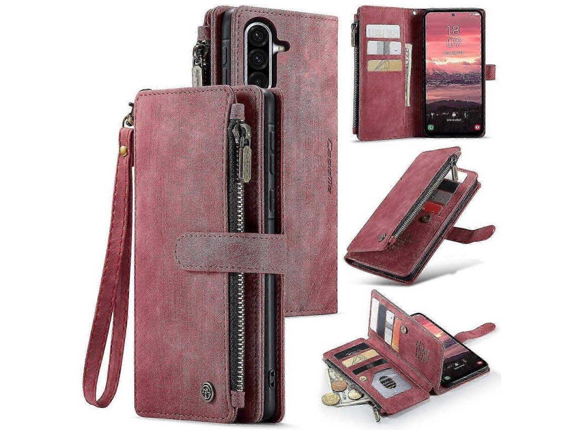 Cartera De Piel Con Cremallera Y Ranuras Para Tarjetas Caseme C30