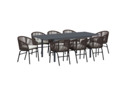 Juego de comedor de jardín de 9 piezas de mimbre marrón EXCLUSIVO DE LA CASA