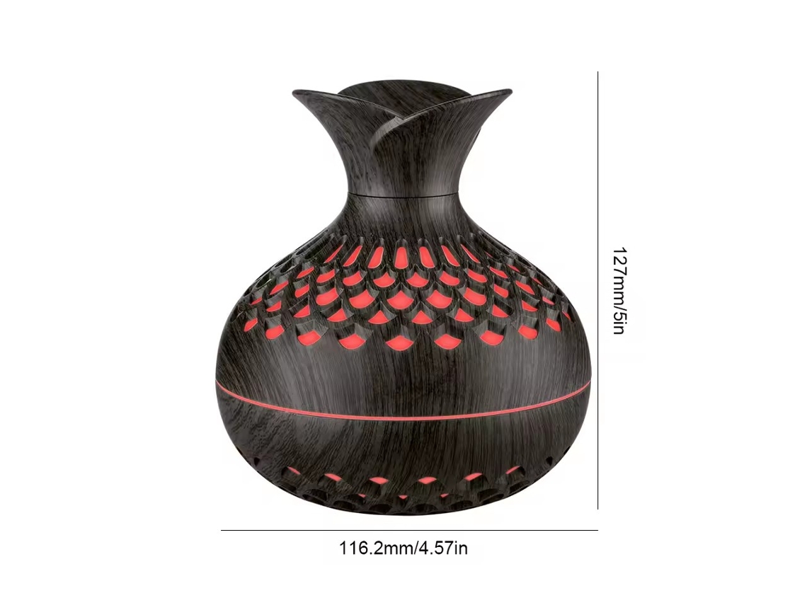 Humidificador De Madera De 300 Ml Con Atomizador De Aromaterapia Usb (madera Oscura) Para Uso Doméstico.