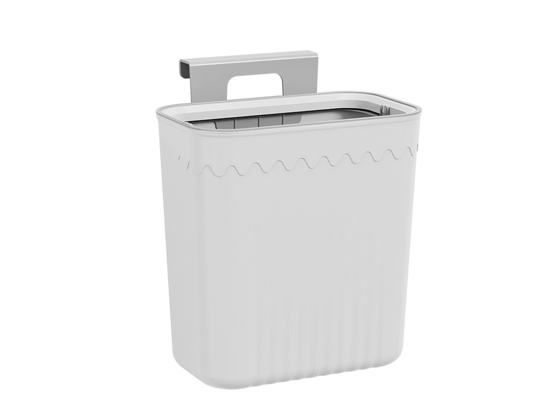 Papelera colgante pequeña de plástico que ahorra espacio con tapa para cocina, dormitorio, baño, oficina.