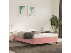 Estructura De Cama Sin Colchón Terciopelo Rosa 120x190 Cm
