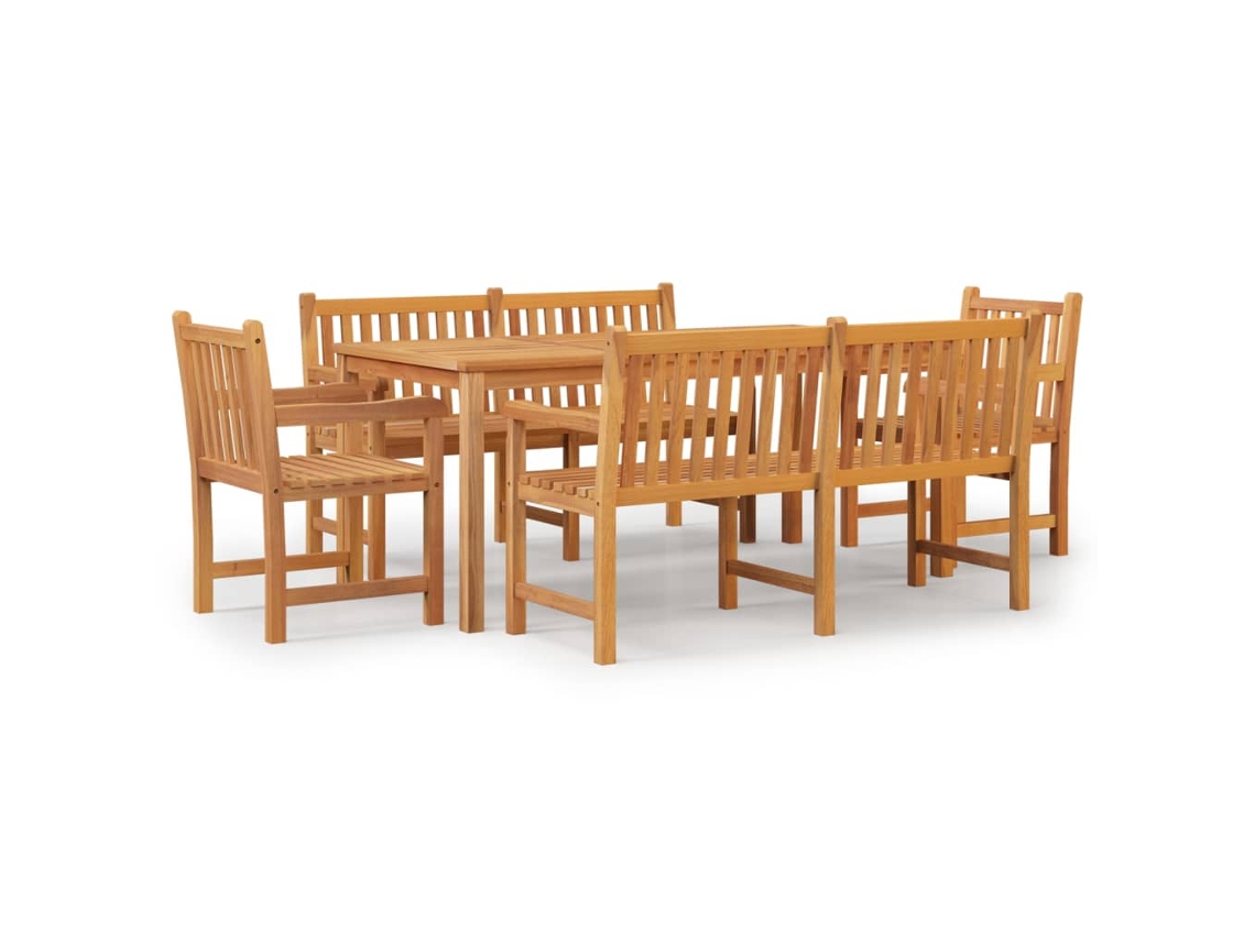 Juego de 5 piezas de comedor de jardín de madera maciza de teca EXCLUSIVA DE LA CASA