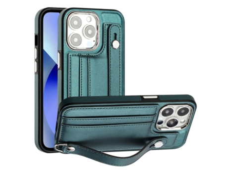Funda Mobile Phone Cases Shockproof With Wrist para iPhone 13 Pro Piel Marrón