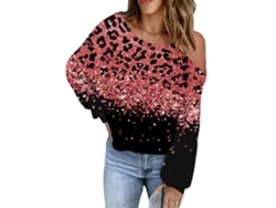 Blusa feminina Rebe, folgada e confortável, de manga comprida e ombros à mostra, com blocos de cores, perfeita para o Natal, preta, tamanho M.