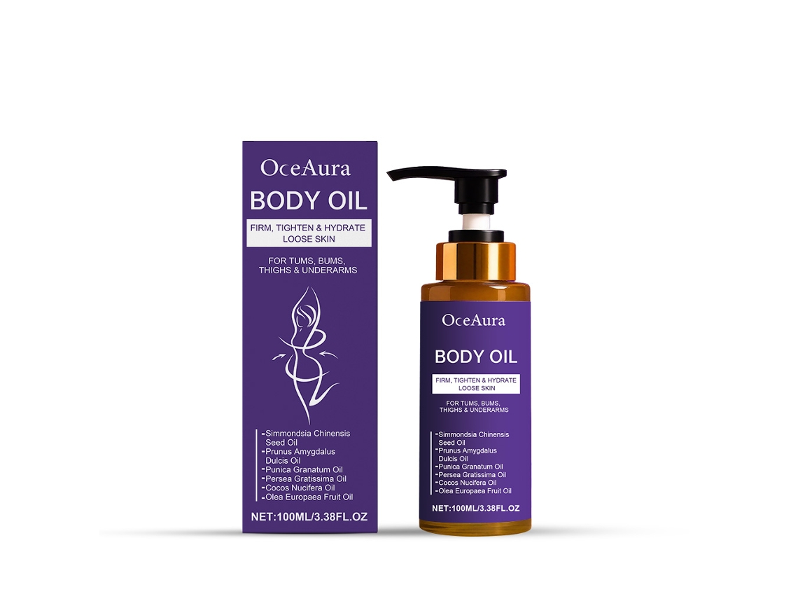 Aceite corporal hidratante y calmante para piel seca y sensible.