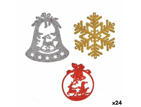 Set Adornos de Navidad Rojo Dorado Plateado Plástico (24 Unidades)