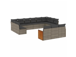 Maison Exclusive - Set Sofás De Jardín Con Cojines 13 Piezas Ratán Sintético Gris
