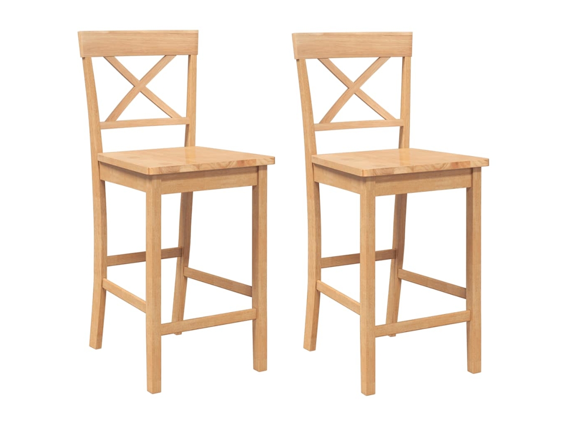 Maison Exclusive - Taburetes De Bar, 2 Unidades, Madera Maciza Natural, Caucho