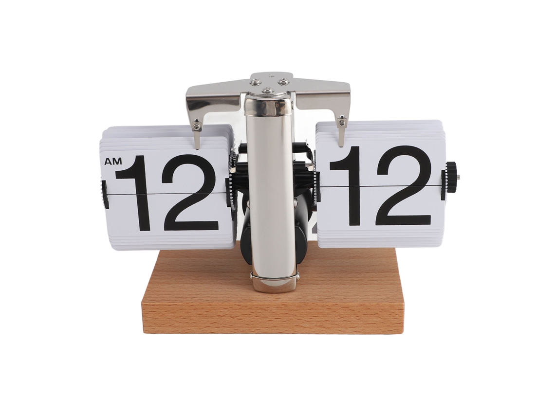 Reloj de escritorio automático retro Baok con página en blanco, 12 horas, para decoración del hogar o la oficina, funciona con pilas.