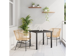 Juego de comedor de jardín de 3 piezas de mimbre marrón Pe Lovely Home