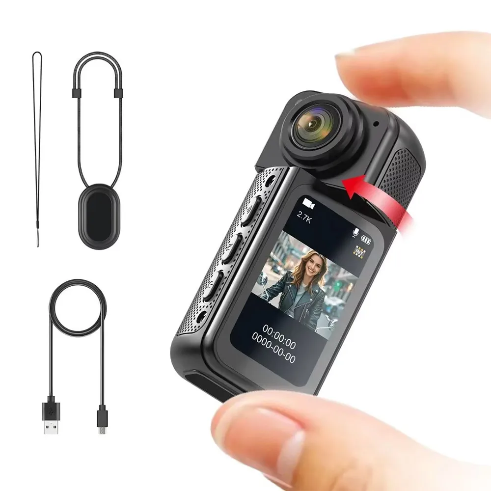 Cámara De Pulgar (negra, 32 Gb), 2,7 K, Rotación De 180°, Magnética, Para Exteriores, 1,47 Pulgadas