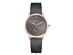 Reloj De Pulsera De Cuarzo Informal Para Mujer Con Esfera Redonda Y Correa De Plástico Negra.