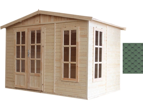 Caseta de Jardín de Madera TIMBELA M334Fb + H334Fbgreen con Piso (6 M² - 332 x 222 cm)