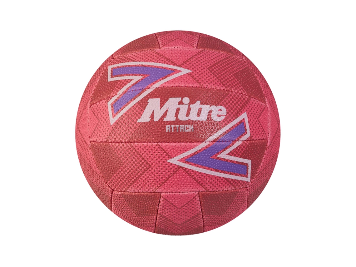 Pelota de entrenamiento de netball Mitre rosa, morado y blanco, talla 4, suave al tacto.