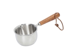Calentador De Mantequilla De Acero Inoxidable Con Mango De Madera, Cacerola Pequeña Para Derretir Mantequilla Y Leche, 200 Ml.