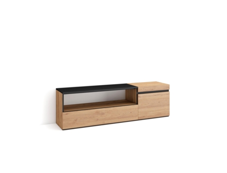 Mueble TV Televisión 150x45x35cm Para TV hasta 65 Con almacenamiento Roble y negro