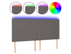 Maison Exclusive - Cabecero Con Luces Led Cuero Sintético Gris 160x5x118/128 Cm
