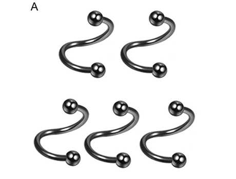 5pcs anillo labial elegante Anti-rust acero inoxidable brillante todo el anillo de la nariz para el club