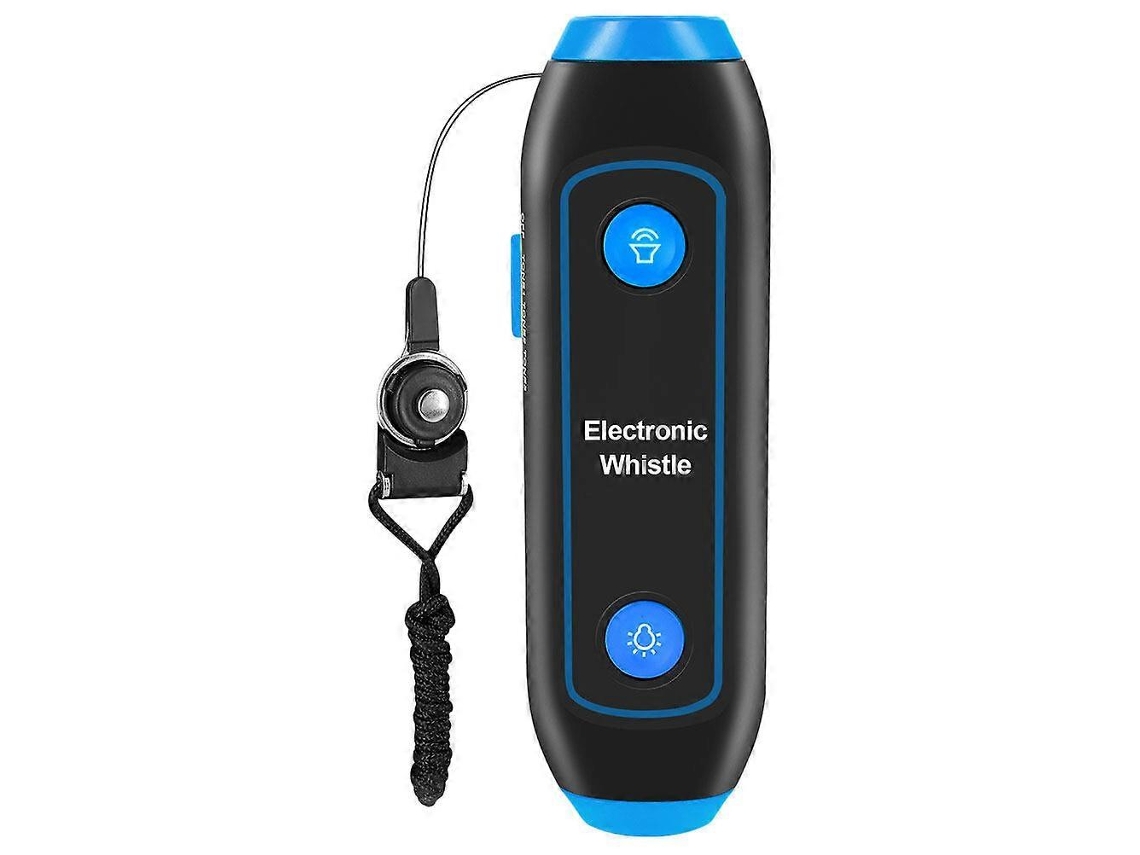 Omni-silbato Eletrônico De 3 Tonos Portátil Multiusos Com Cordão E Lanterna Led 14x4,3cm Azul