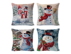 GIGIKILL Capa De Almofada Decorativa Quadrada Para Sofá Boneco De Neve De Natal Capa De Almofada Super Macia Para Inverno Pássaros Visco Azevinho Abeto