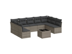 Maison Exclusive - Set De Sofás De Jardín 10 Pzas Con Cojines Ratán Sintético Gris