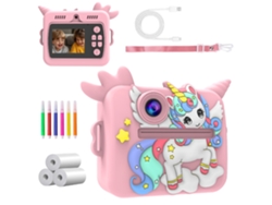 Cámara instantánea, cámara de impresión infantil con 4 rollos de papel (Unicornio rosa) Specment