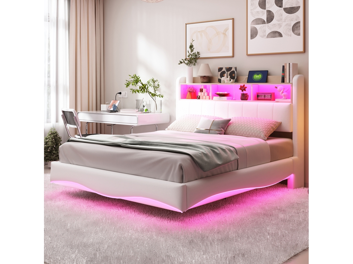 Cama Colgante De Lino 140x200 Led Usb-c Beige