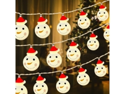Luces Navideñas Con Forma De Cabeza De Papá Noel, 20 Led, 3 M, Funcionan Con Pilas, Para Decorar Árboles, El Hogar, El Jardín Y Fiestas.