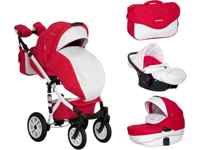 Carrito de Bebé Individual RIKO Brano Ecco + Carlo Sport Rojo
