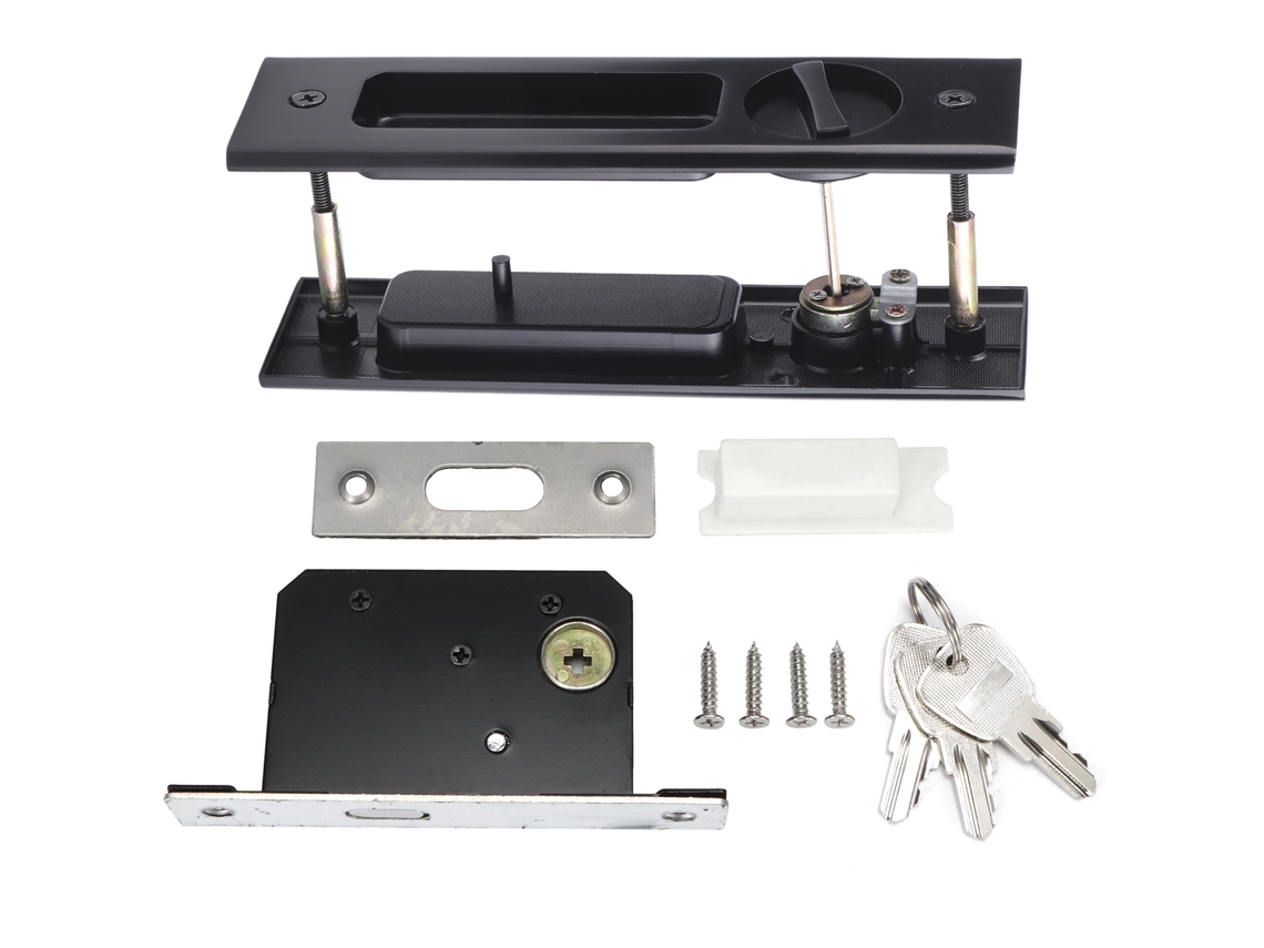 Conjunto de palanca de cerradura para puerta corrediza, aleación de zinc negra