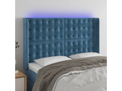 Cabecero Con Led De Terciopelo Azul Oscuro 147x16x118/128 Cm