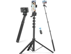 Trípode Y Palo Selfie Para Teléfono De 72", Soporte Extensible Con Control Remoto Desmontable Y Soporte Para Teléfono (negro)