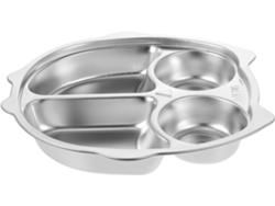 Plato Dividido Inoomp De Acero Inoxidable 304 Con Compartimentos Para Cantimploras Infantiles Y Camping. Apto Para