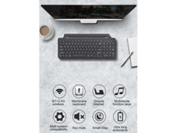 Teclado Inalámbrico 2.4ghz Bt Ultra Delgado Con Ranura Para Teléfono Móvil Y Tablet