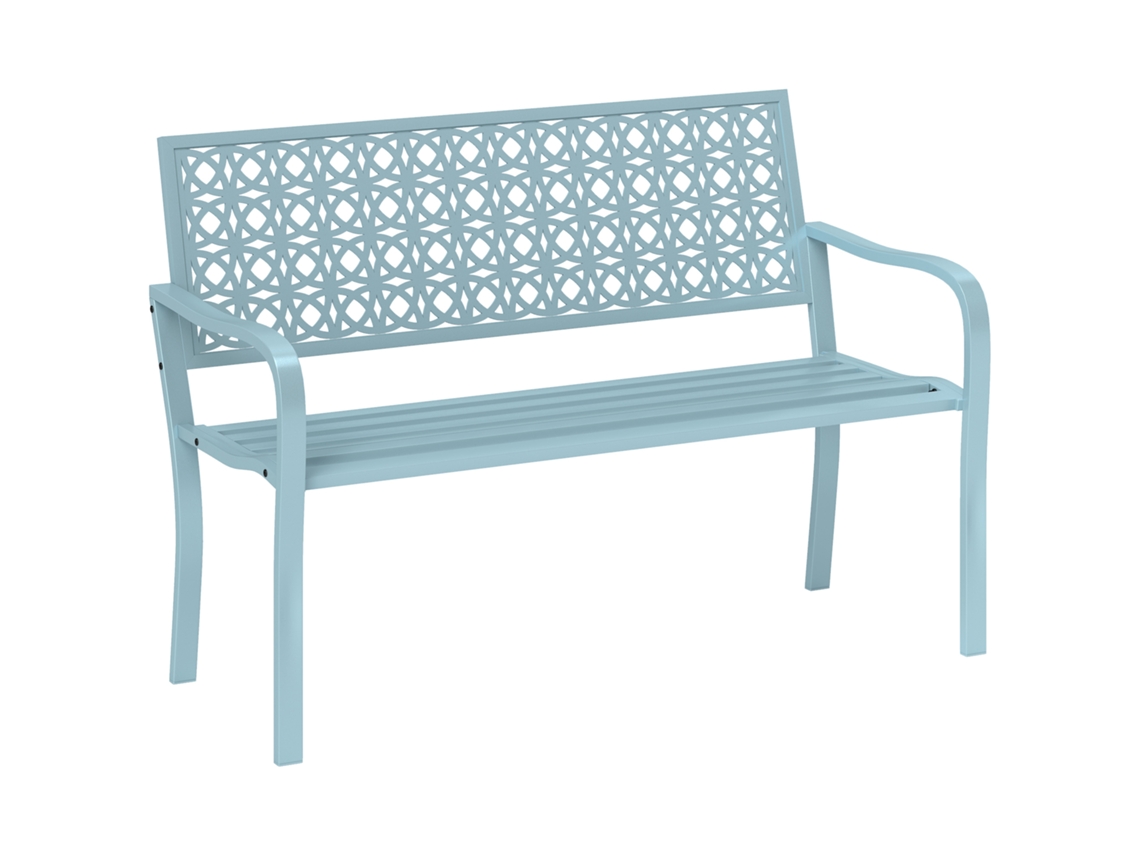 Banco De Jardín De 2 Plazas, Resistente A La Intemperie, Soporta Hasta 240 Kg, Color Azul, 127 X 63 X 85 Cm.