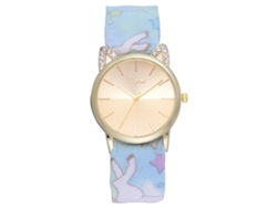 Elegante Reloj De Pulsera Para Mujer Con Una Preciosa Correa Estampada En Azul Cielo.