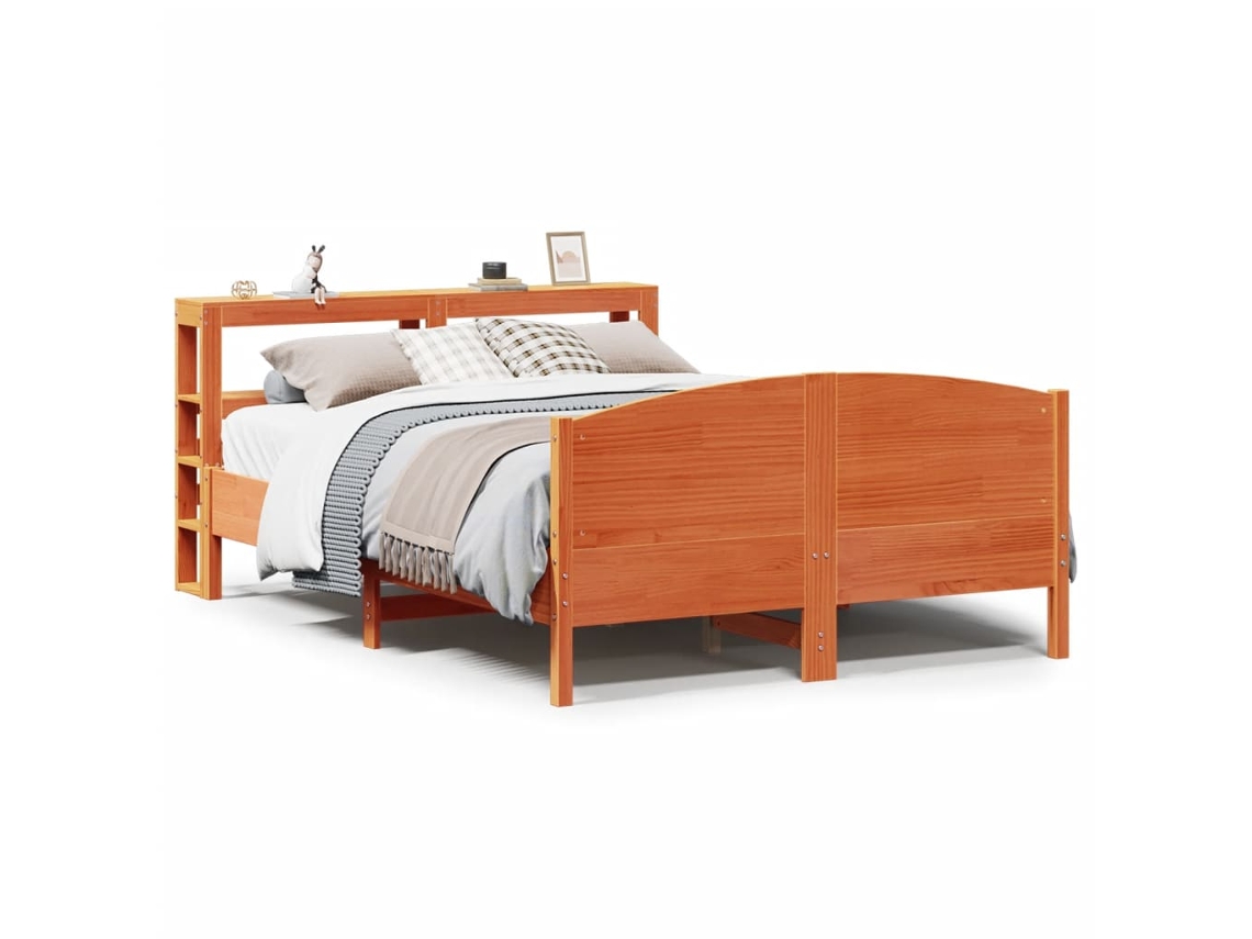 Maison Exclusive - Cama Sin Colchón Madera Maciza De Pino Marrón Cera 160x200 Cm
