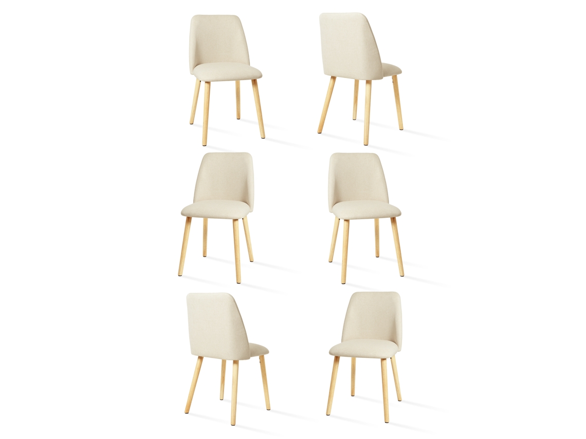 Sillas De Comedor Goeurvant 421(pack De 6, Crema, Tela)