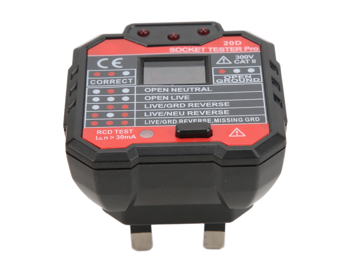 Detector De Enchufes Con Fugas 20d Prueba Enchufe Cable Vivo Neutro Verificador Fallos Circuito Eléctrico